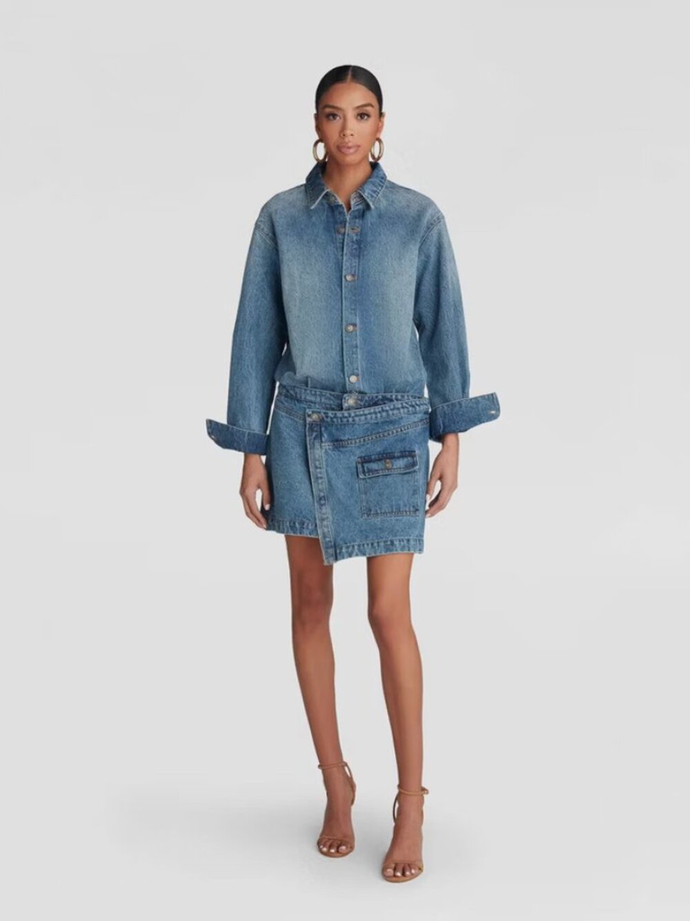 KBB by KAHLANA Women Long Sleeve 'The Asymm Denim Dress' L
